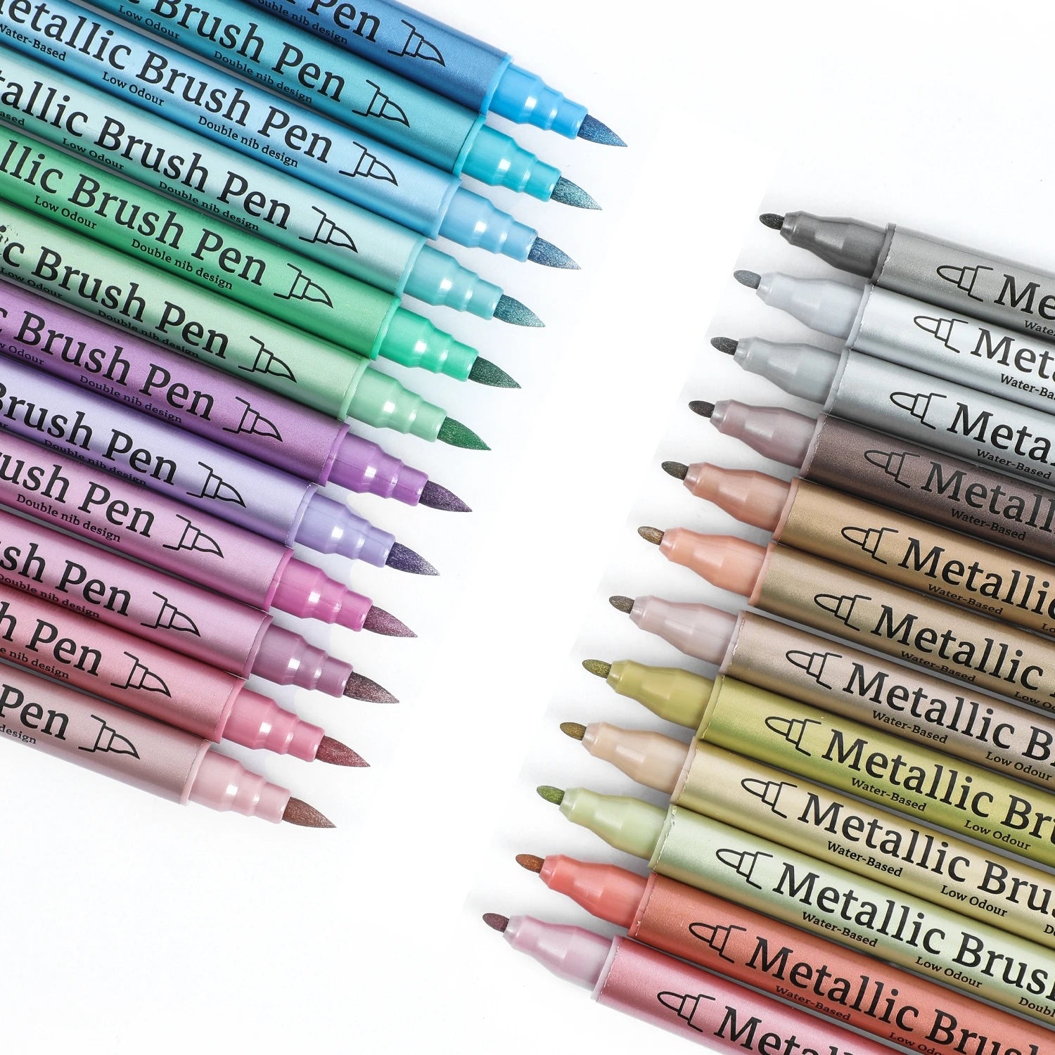 12/24/36Colors Soft Brush Metallic Paint Marker Set,Fine Tip & Brush Tip For DIY Painting Projects On Rocks, Wood, Ceramics