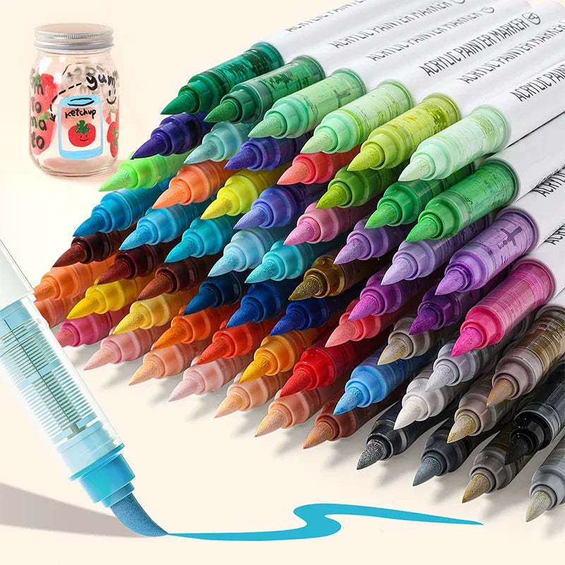 Acrylic Paint Markers ,9/36/63/81Pcs Soft Brush Tip Acrylic Paint Pens Set , for Rock Painting, Ceramic, Wood, Canvas, Glass