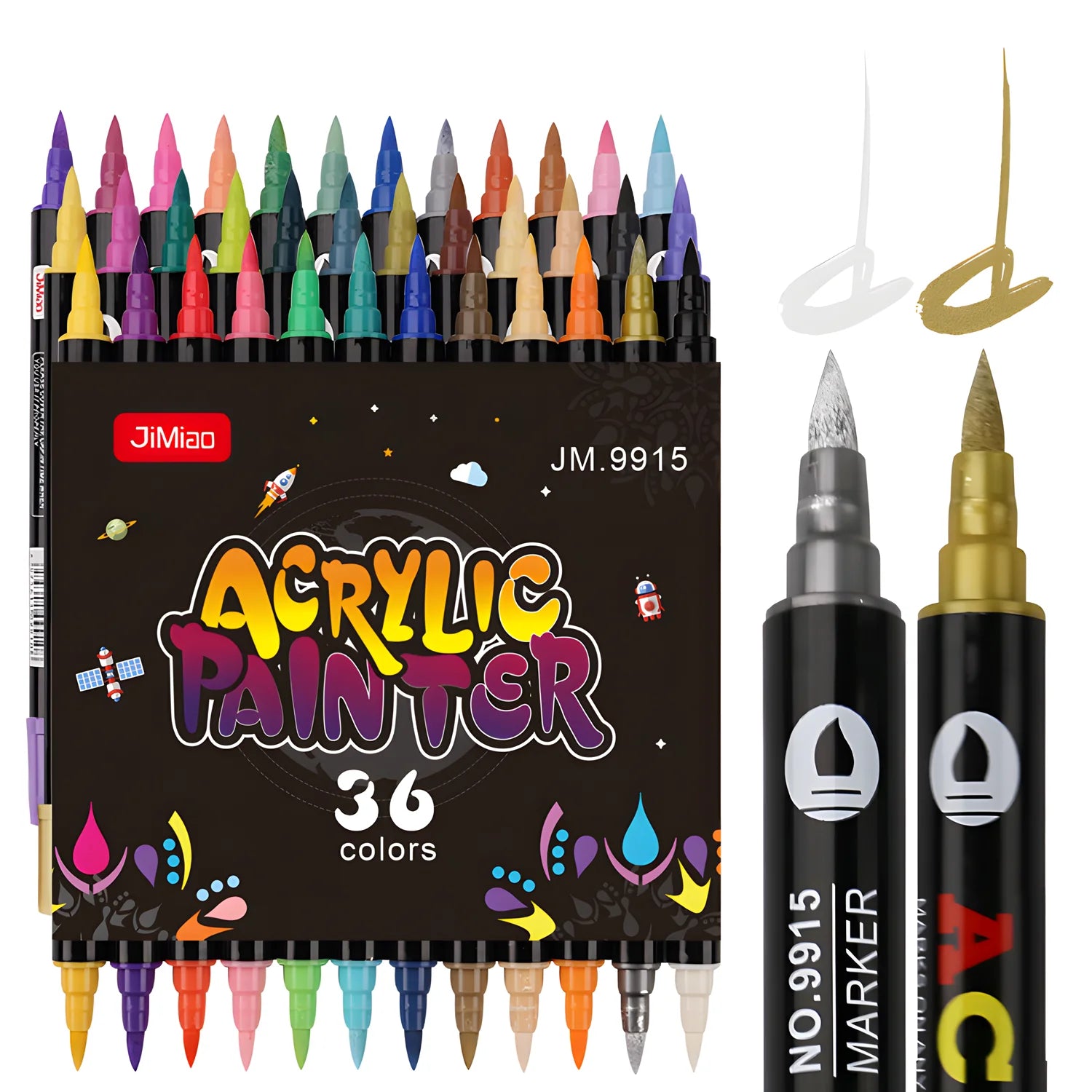 24/48/72 Colors Double Nib Acrylic Markers Paint Pens Dual Color Dual Tip for Rock Painting Stone Ceramic DIY Drawing Supplies