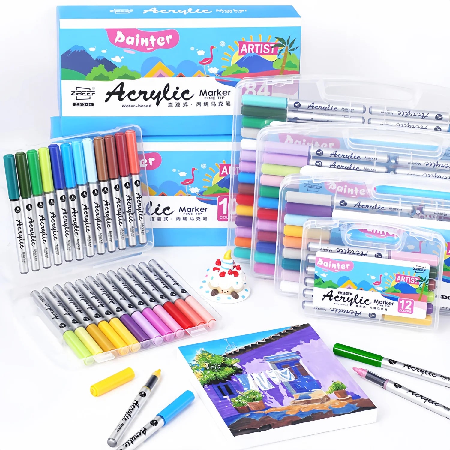 Automatic Ink Control Acrylic Paint Markers Set, Fine Tip Acrylic Paint Pen, Waterproof & High Saturation Ideal for Wood, Metal