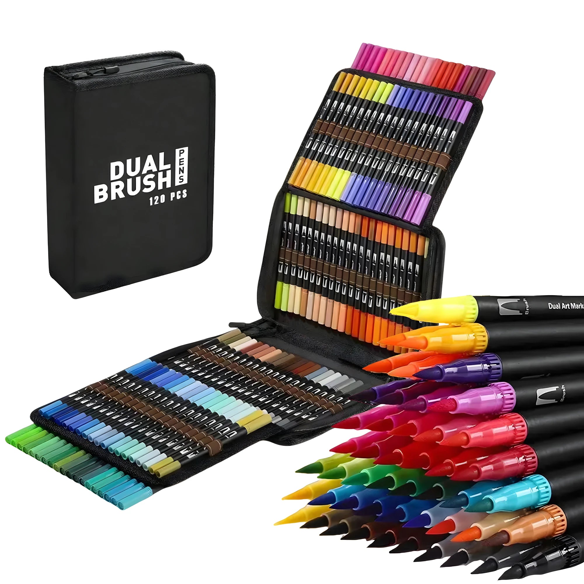 Double Brush Marker Pens, Markers Set,Double Tip Brush Pens Art Markers for Student Adult Coloring Book Hand Lettering