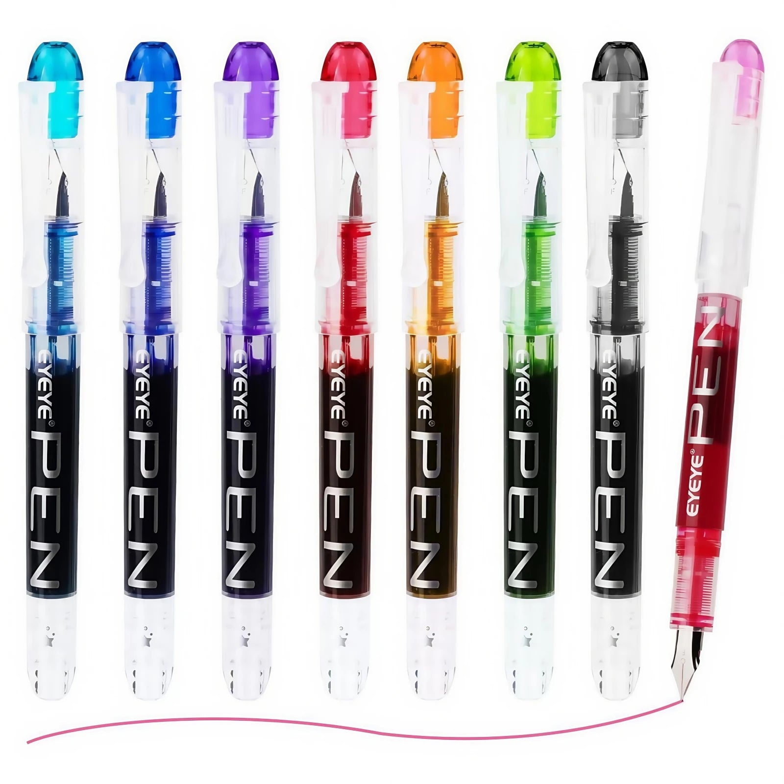 Straight Liquid Fountain Pens,Disposable Fountain Pens,for WritingQuick-Drying Ink Pen, Smooth-Writing Multicolor Art Supplies