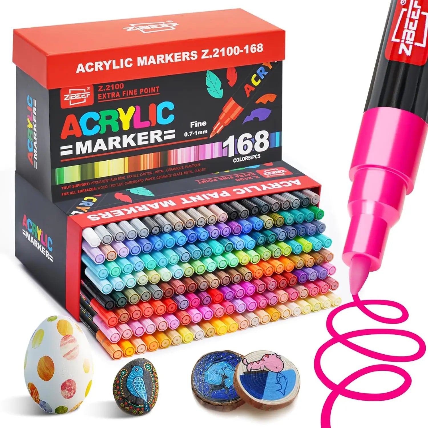 Acrylic Paint Markers, Fine Tip Acrylic Paint Pen, Waterproof & High Saturation Ideal for Wood, Metal, Plastic, Canvas, Fabric