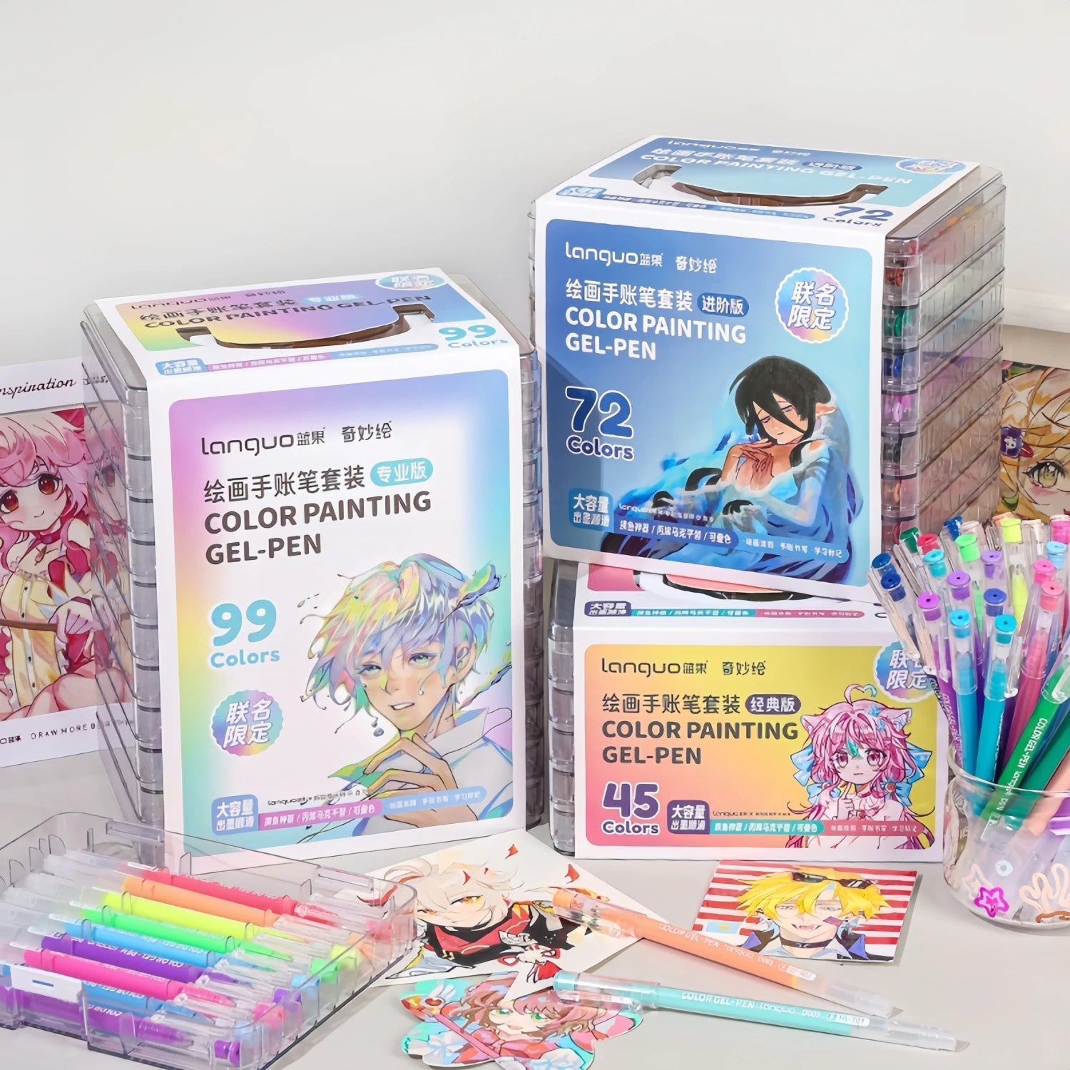 Color Painting Gel Pen Set,With Storage Box,0.6mmNeedle Tip,Rich Color Large Capacity Ink Pens,Art Supplies For Diary,Card,DIY